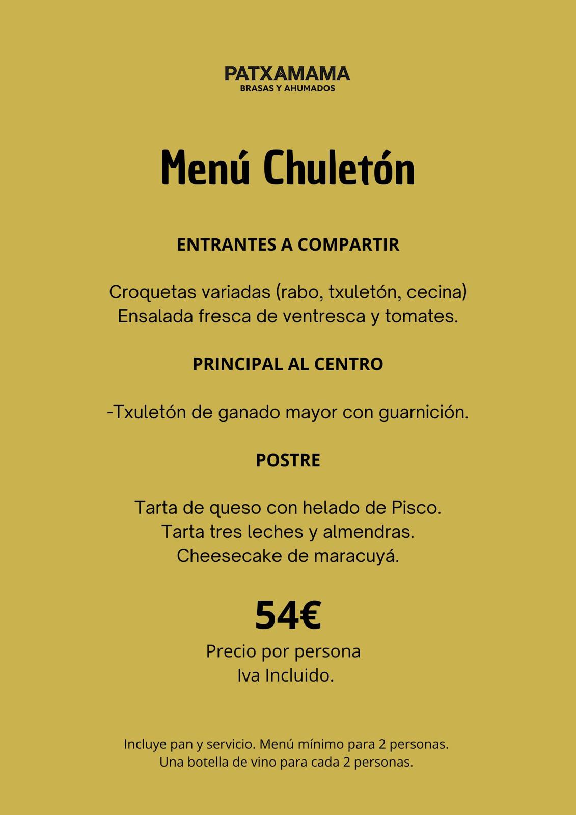Menú Chuletón